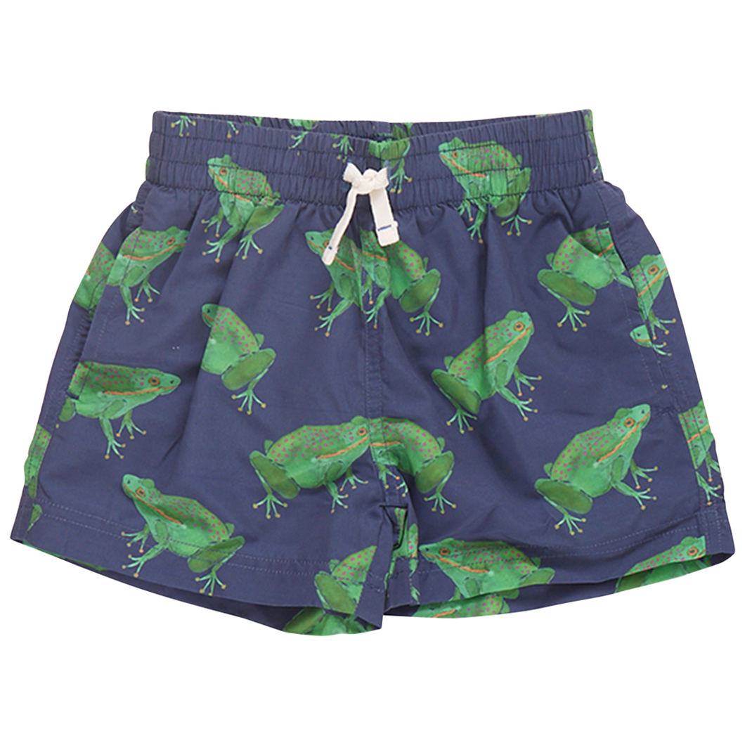 Navy Frogs Baby Boys Swim Trunks