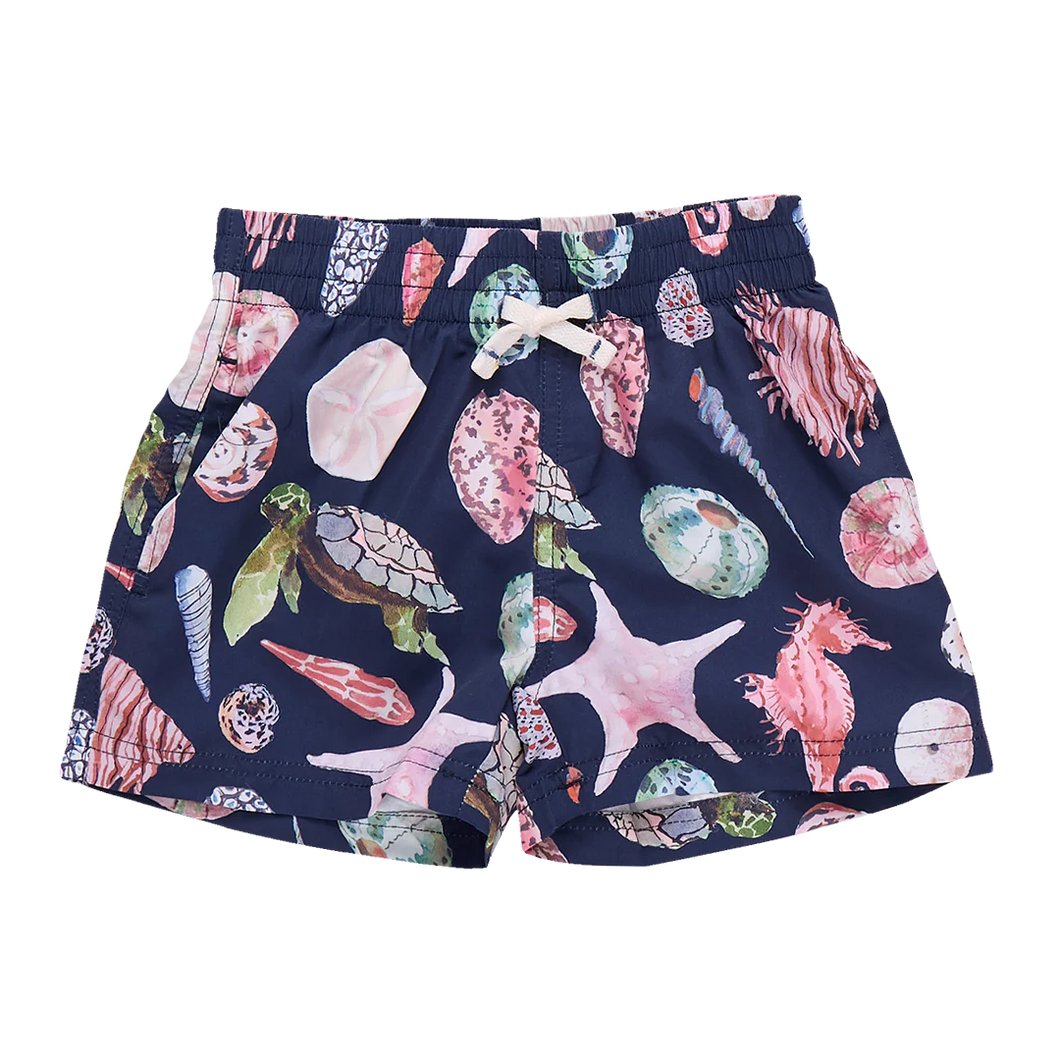 Watercolor Shells Baby Boys Swim Trunks