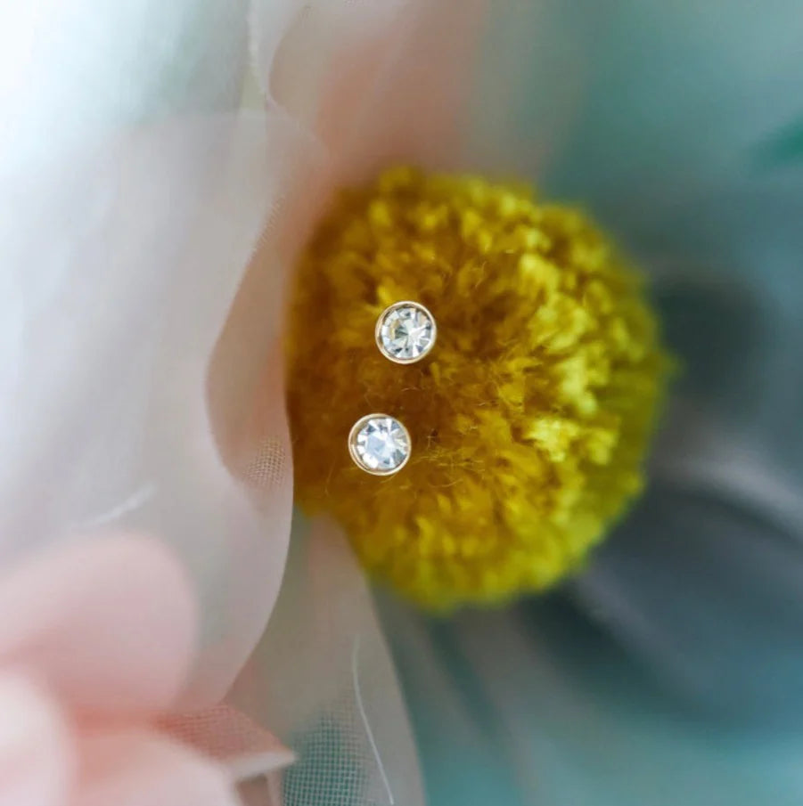 Tiny Diamond Earrings